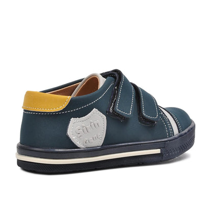 22021 Navy Blue Nubuck-Yellow Boy's Casual Shoes