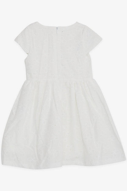 Girl's Short Sleeve Dress White with Bow (Age 3-5)