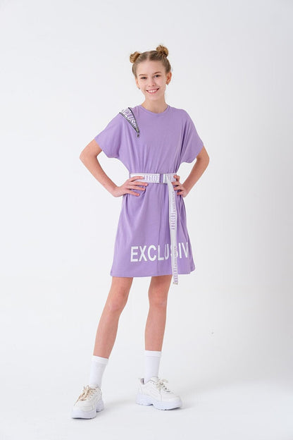 Girl's Belted Printed Dress T2019