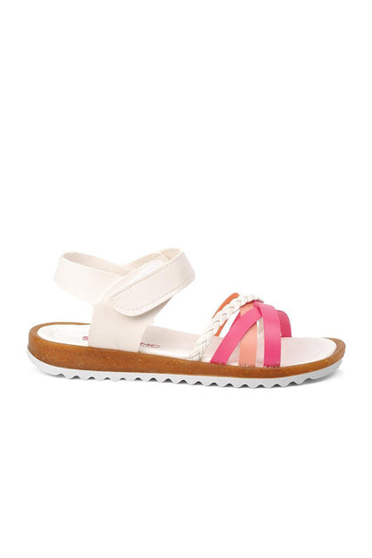 22Y02 White-Fuchsia-Pink Girl's Comfort Sandals