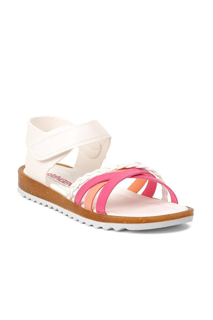 22Y02 White-Fuchsia-Pink Girl's Comfort Sandals