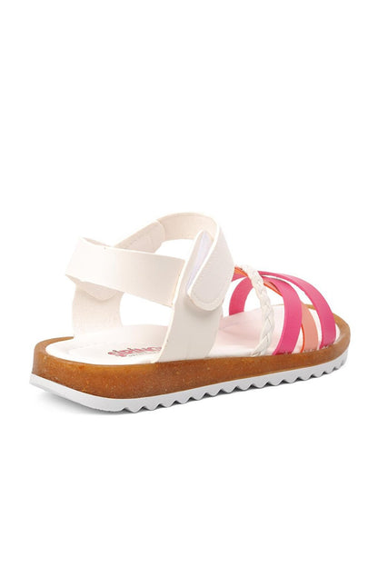 22Y02 White-Fuchsia-Pink Girl's Comfort Sandals