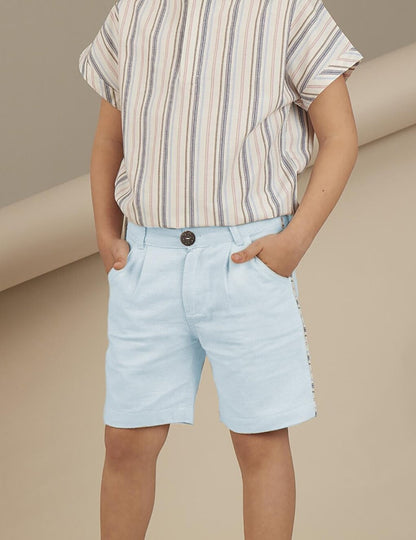 Ice Blue Boys' Linen Shorts