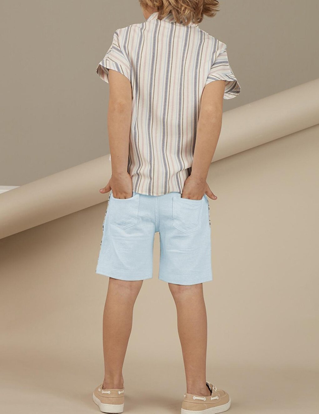 Ice Blue Boys' Linen Shorts