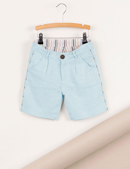 Ice Blue Boys' Linen Shorts