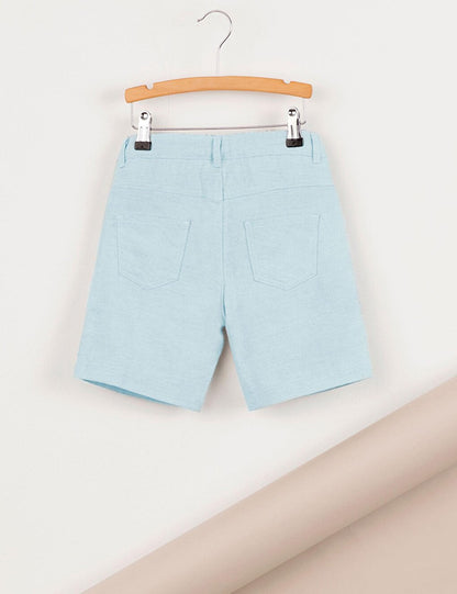 Ice Blue Boys' Linen Shorts