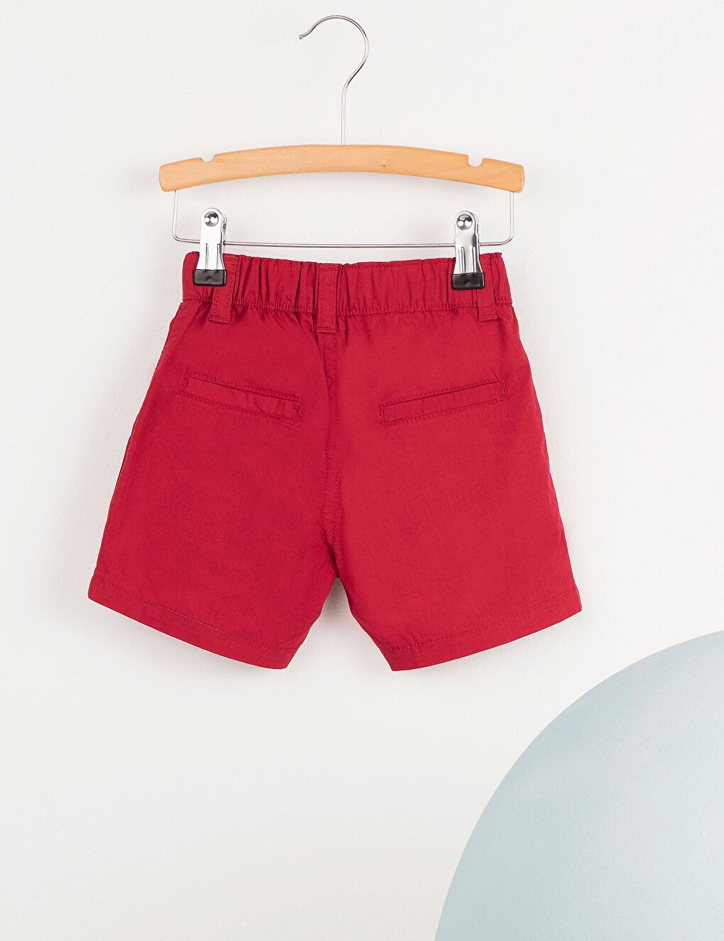 Red Gabardine Boy Shorts with V Pocket