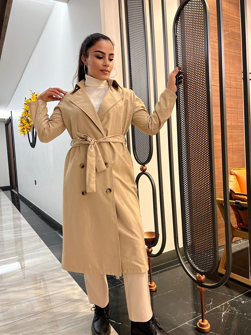 Footed Collar Long TRENCH COAT