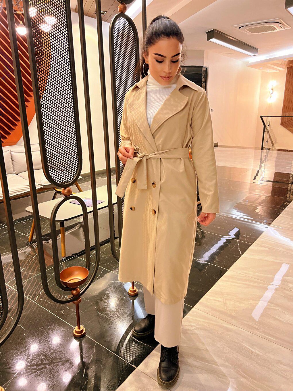 Footed Collar Long TRENCH COAT