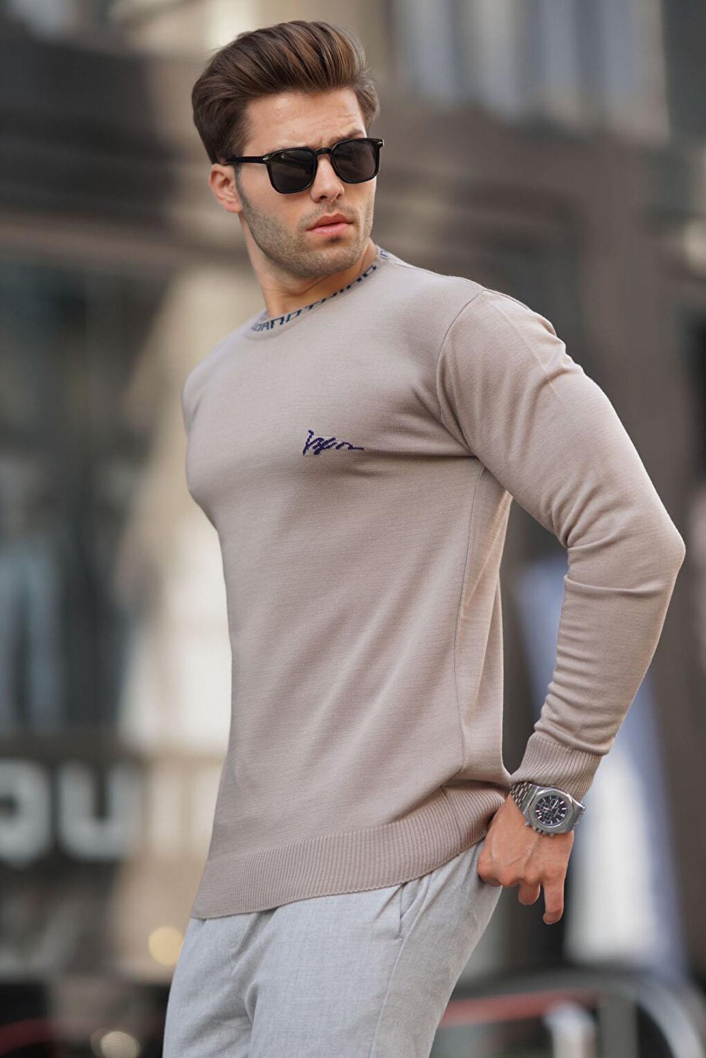 Mink Crew Neck Men's Knitwear Sweater 6847