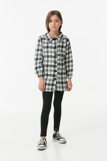 Plaid Patterned Belted Girl's Shirt