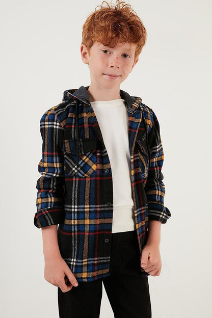 Cotton Hooded Plaid Lumberjack Shirt CF22W814764