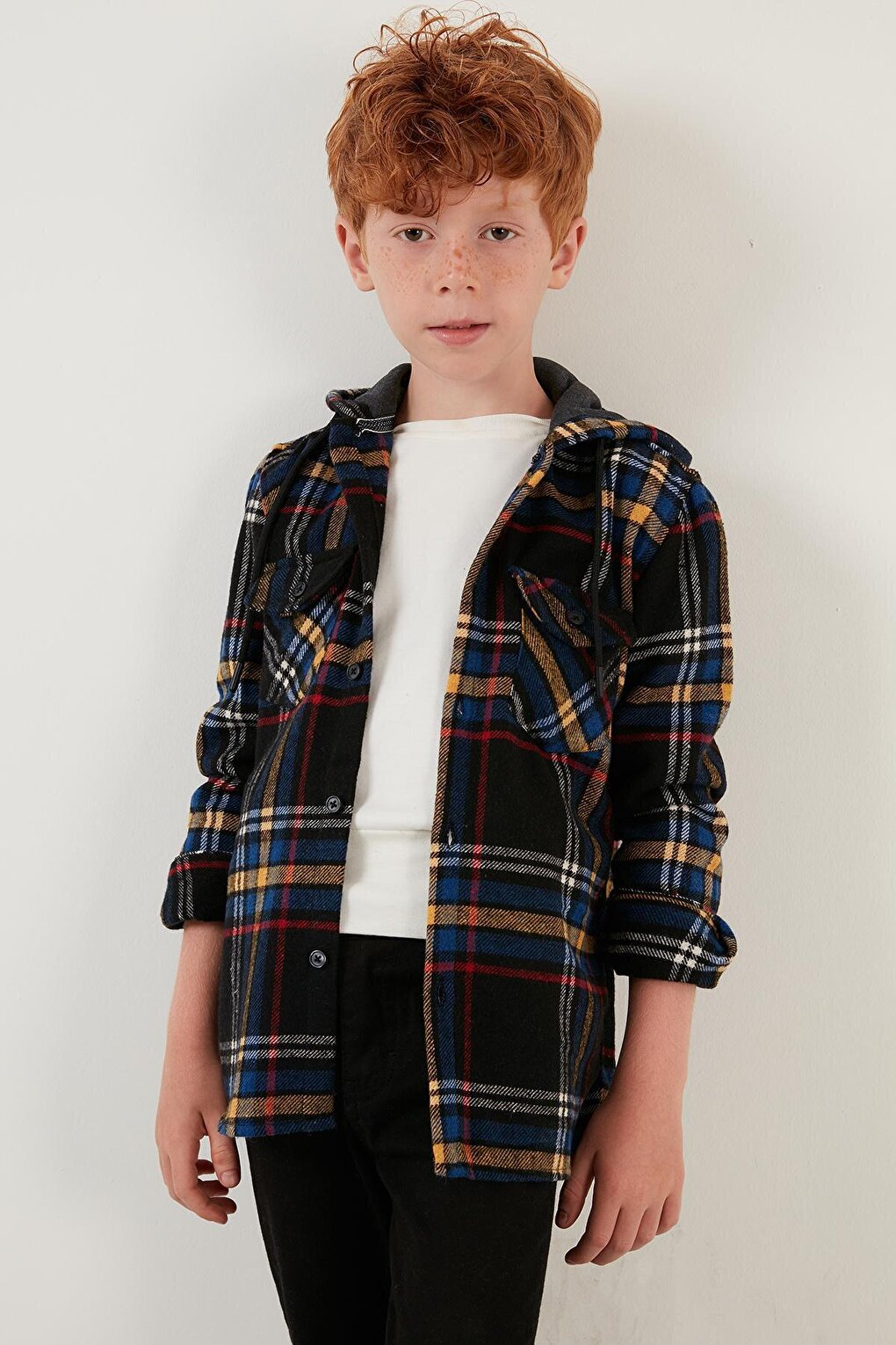 Cotton Hooded Plaid Lumberjack Shirt CF22W814764