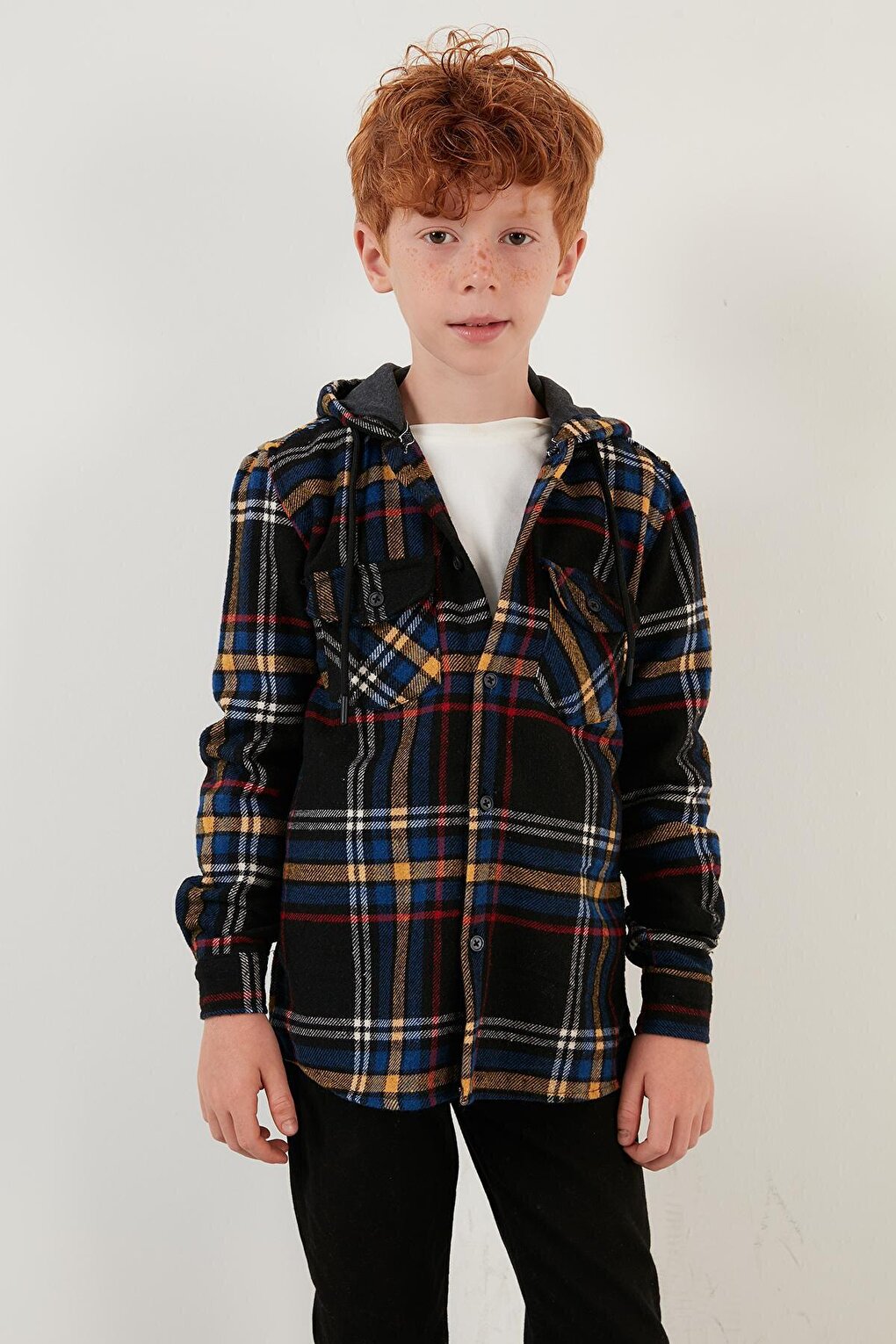 Cotton Hooded Plaid Lumberjack Shirt CF22W814764