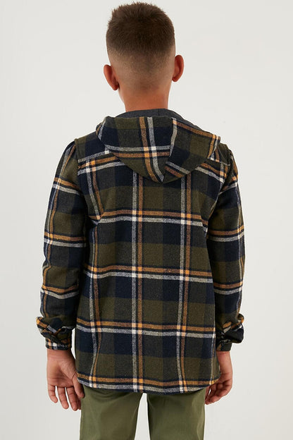 Cotton Hooded Plaid Lumberjack Shirt CF22W814764