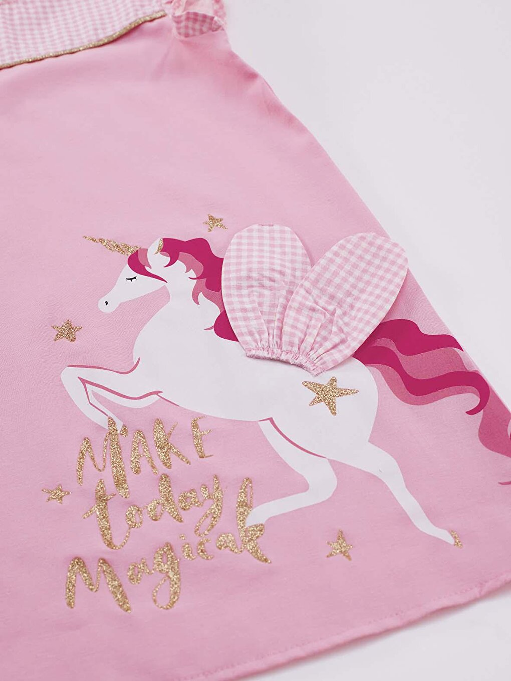 Winged Unicorn Girl Plaid Pink Dress