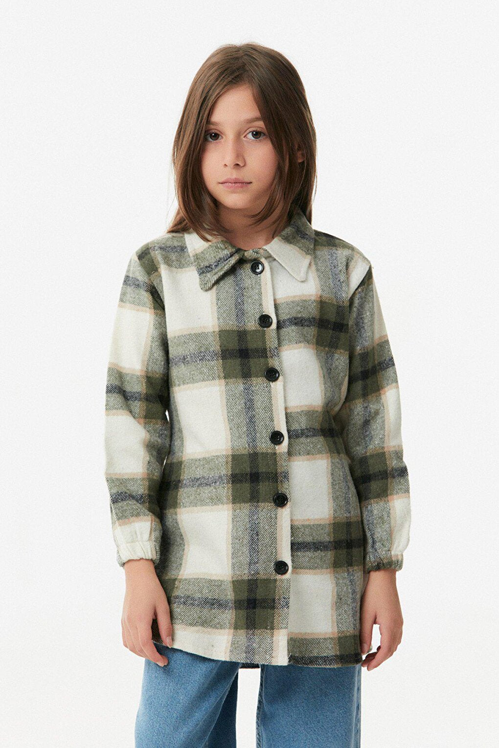 Plaid Patterned Belted Girl's Shirt