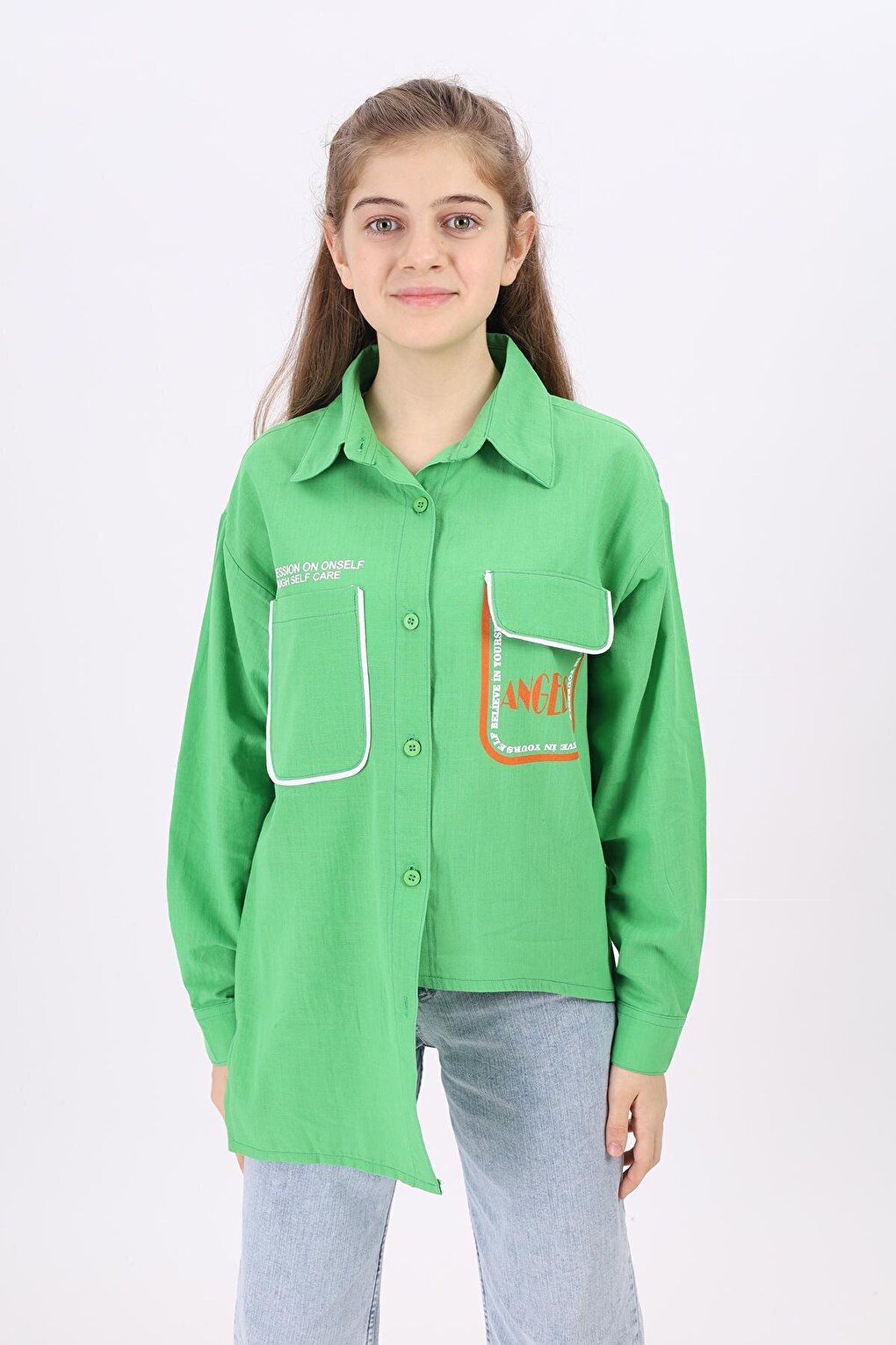 Girl's Paneled Shirt 9-14 Years Lx193