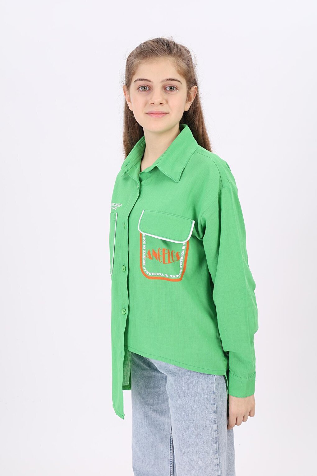 Girl's Paneled Shirt 9-14 Years Lx193