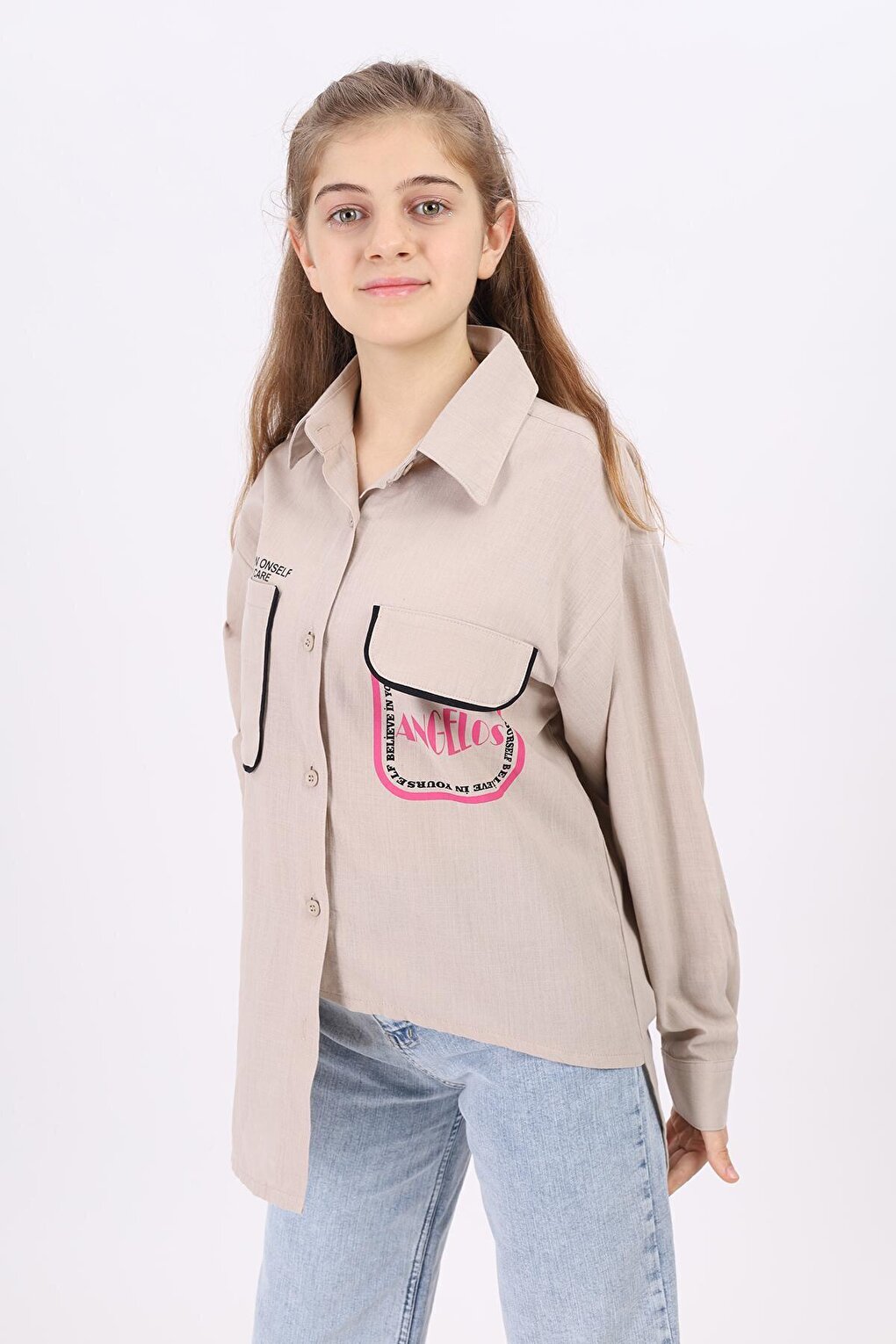 Girl's Paneled Shirt 9-14 Years Lx193