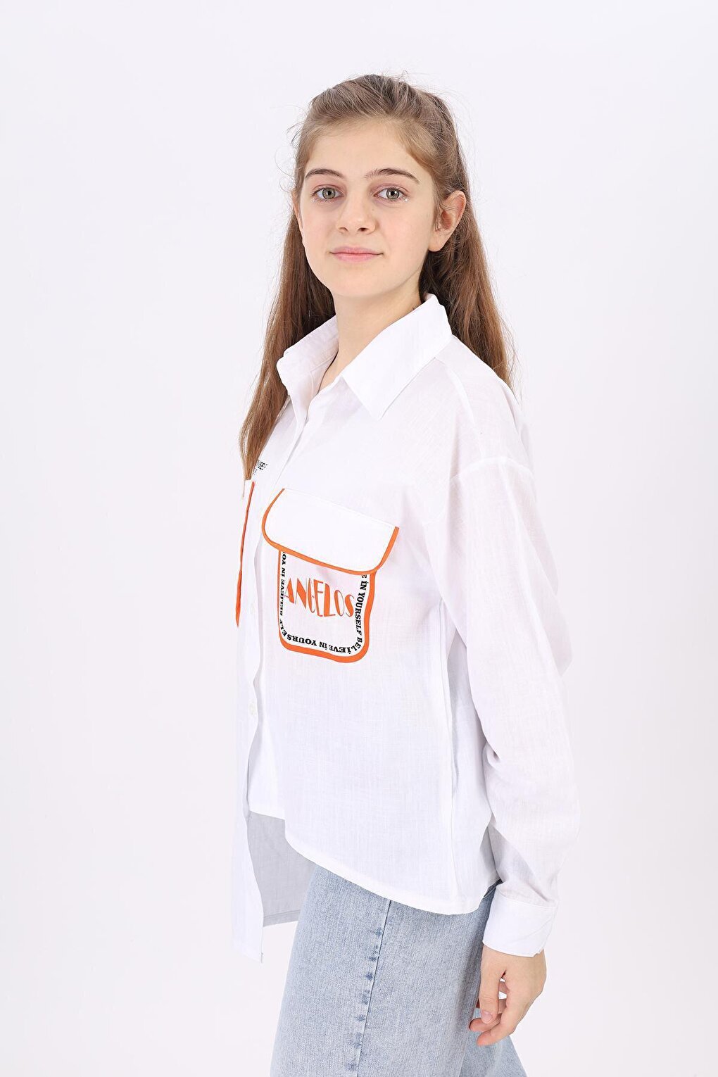 Girl's Paneled Shirt 9-14 Years Lx193