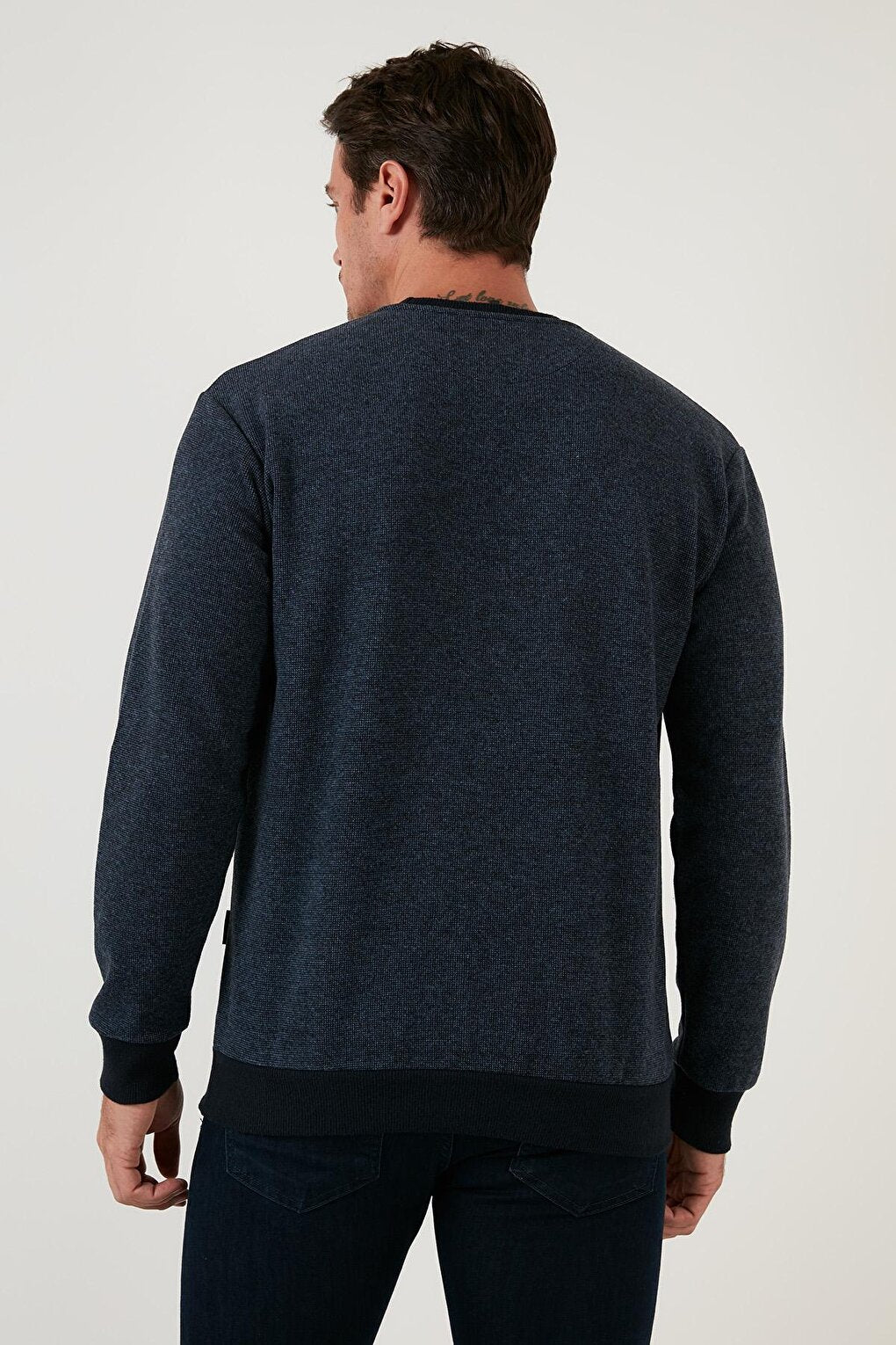 Slim Fit Crew Neck Cotton Sweater 456201