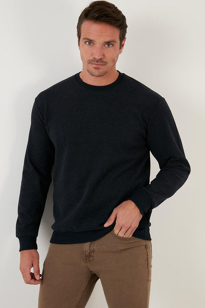 Slim Fit Crew Neck Cotton Sweater 456201