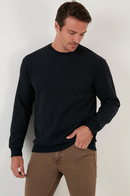 Slim Fit Crew Neck Cotton Sweater 456201