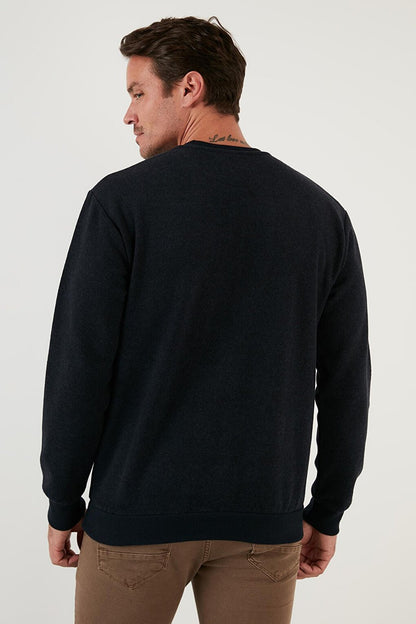 Slim Fit Crew Neck Cotton Sweater 456201