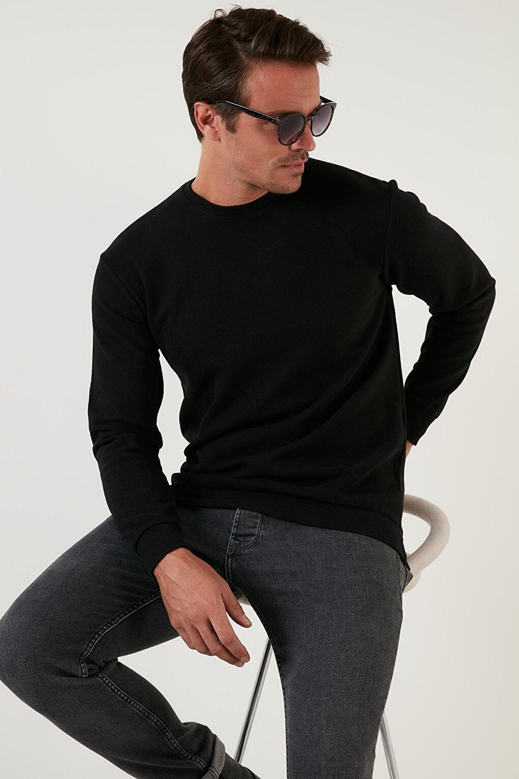 Slim Fit Crew Neck Cotton Sweater 456201