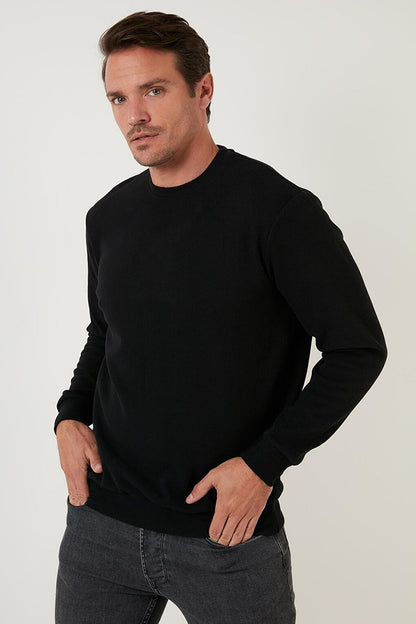 Slim Fit Crew Neck Cotton Sweater 456201