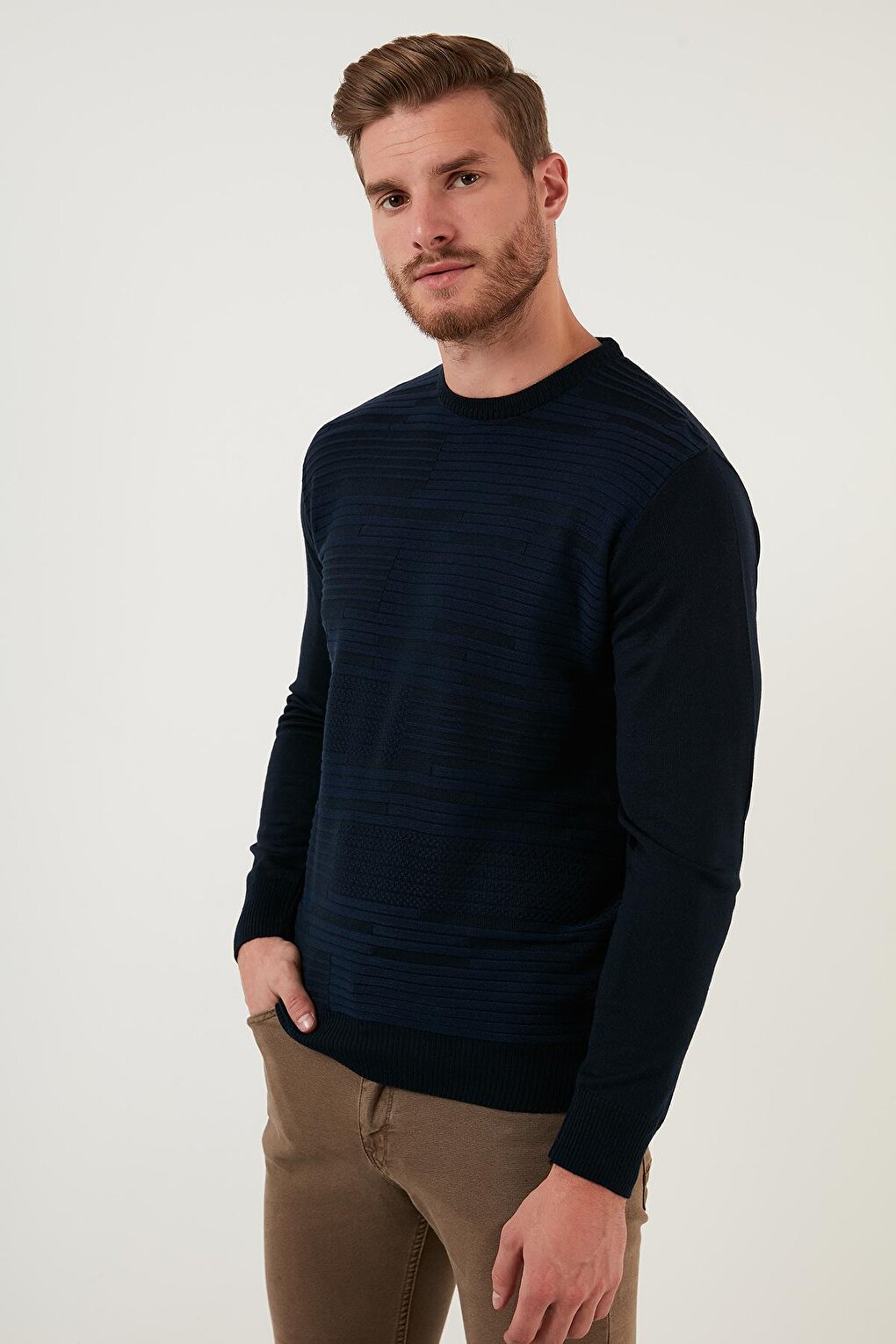 Regular Fit Crew Neck Wool Blend Winter Sweater 6341020