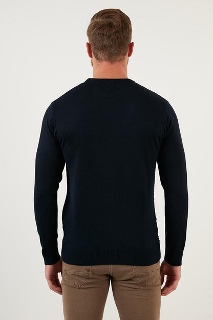 Regular Fit Crew Neck Wool Blend Winter Sweater 6341020