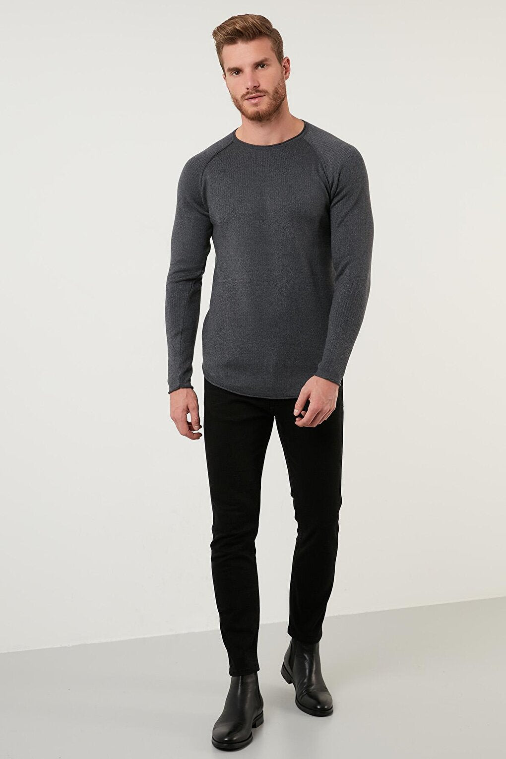 Regular Fit Crew Neck Cotton Sweater 6353420