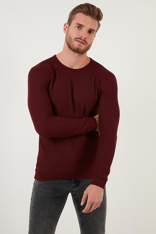 Slim Fit Crew Neck Cotton Knitwear Sweater 6353418