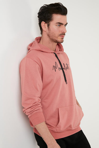 Slim Fit Printed Hooded Kangaroo Pocket Cotton Sweat 5414019