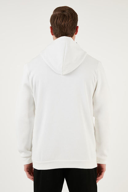 Kangaroo Pocket Zippered Hooded Collar Slim Fit Sweat 575707