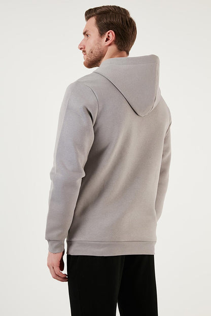 Kangaroo Pocket Zippered Hooded Collar Slim Fit Sweat 575707