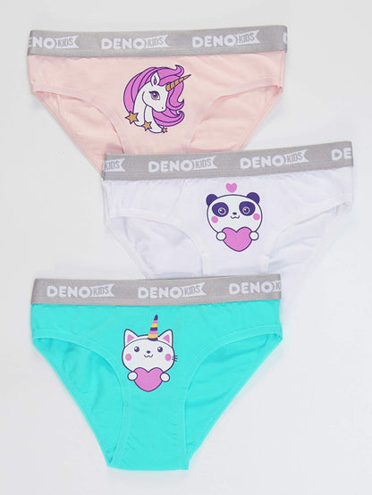 Girl's Pink-White-Mint 3 Piece Panties Set