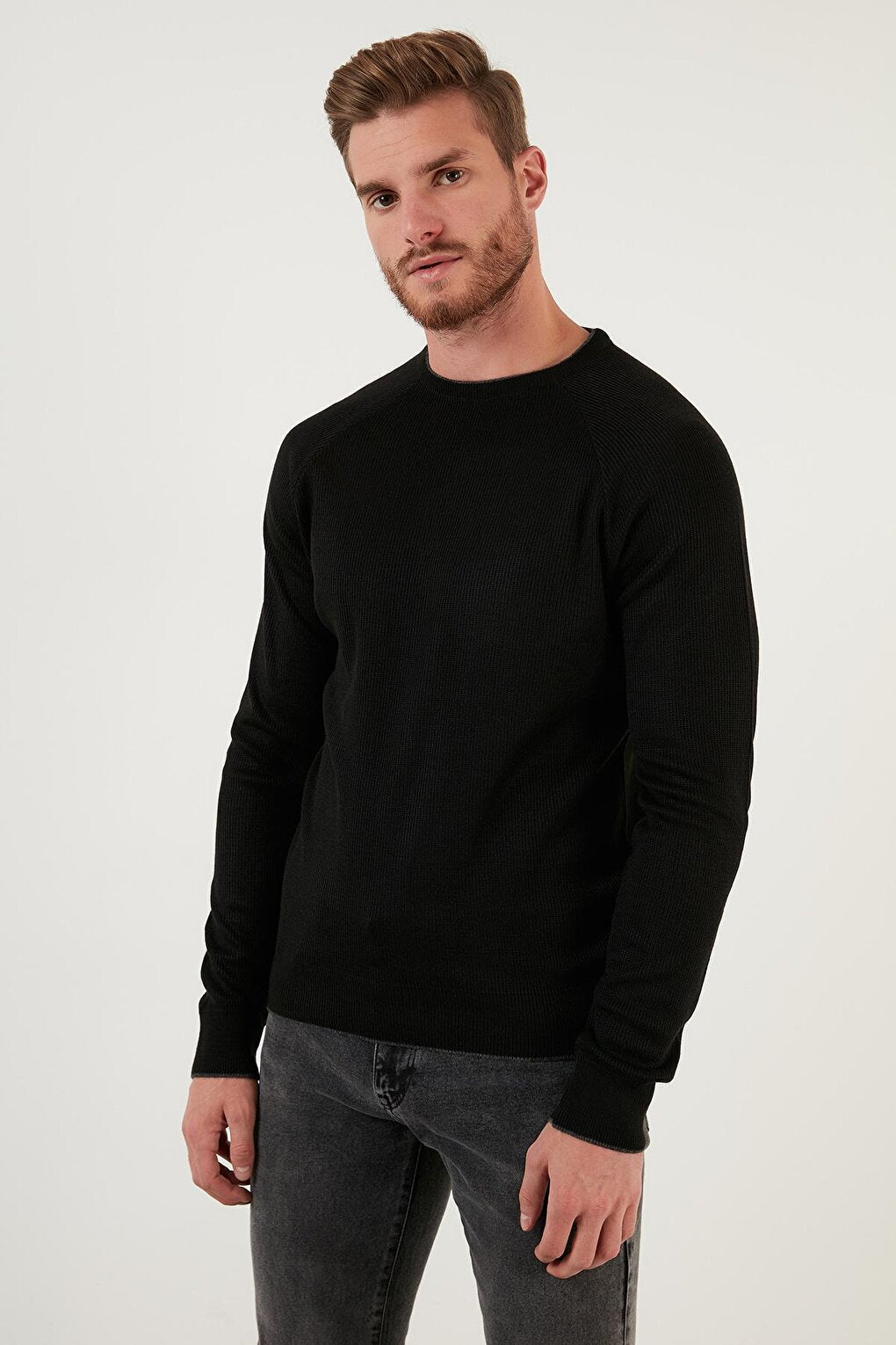 Regular Fit Crew Neck Wool Blend Winter Sweater 6341006