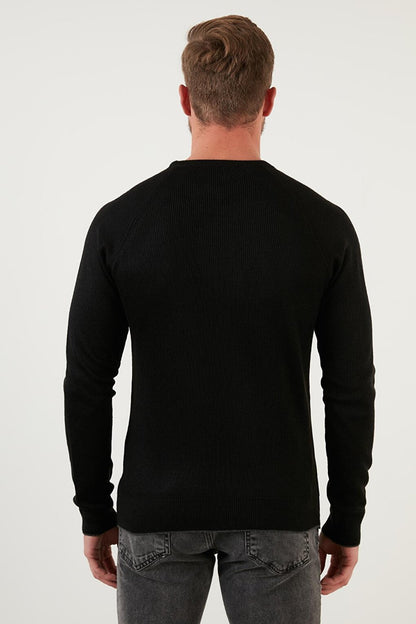 Regular Fit Crew Neck Wool Blend Winter Sweater 6341006