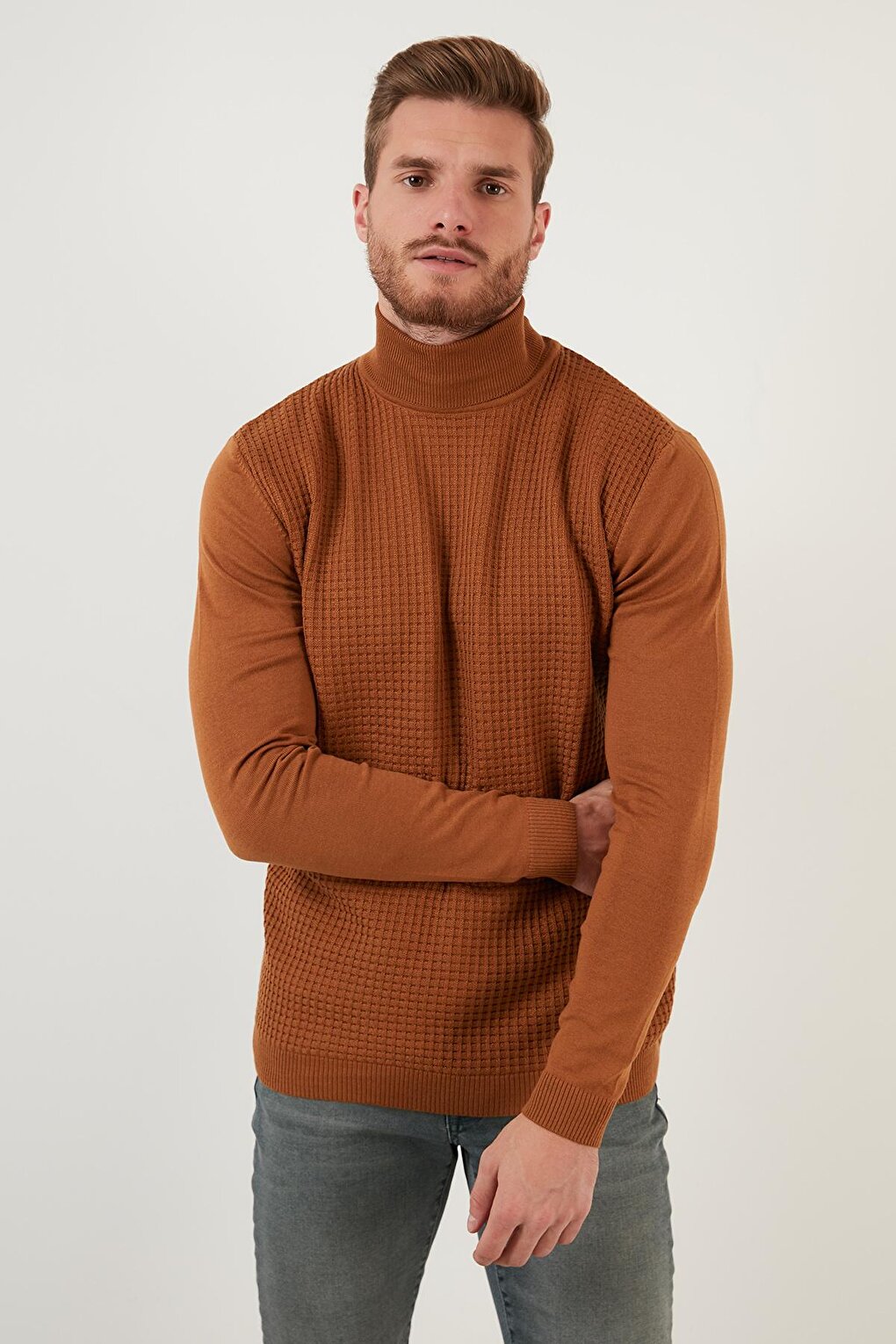 Regular Fit Turtleneck Cotton Knitwear Sweater 6353462