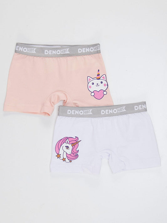 Girl's Pink-White 2 Piece Boxer Set