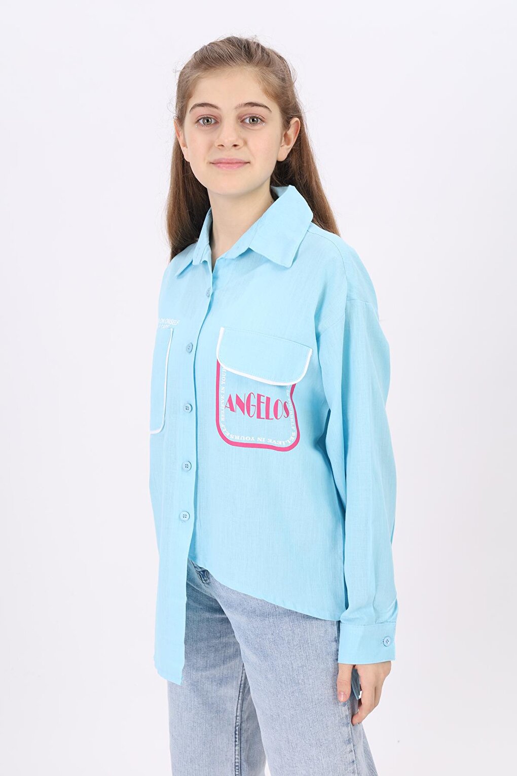 Girl's Paneled Shirt 9-14 Years Lx193