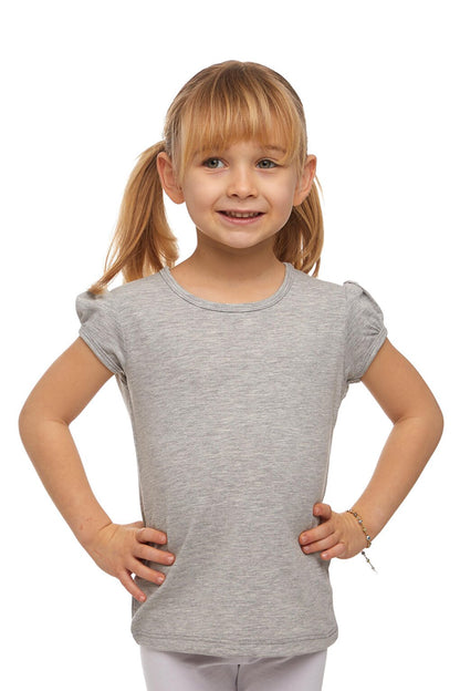 Gray 2 Girls Short Sleeve Basic T-Shirt