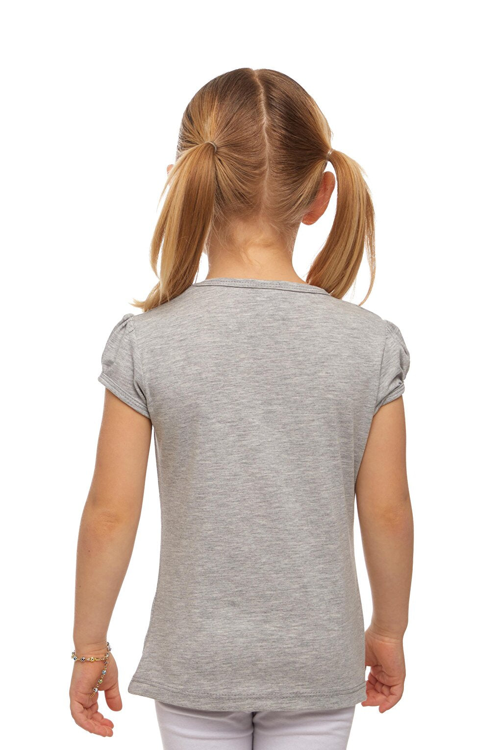 Gray 2 Girls Short Sleeve Basic T-Shirt