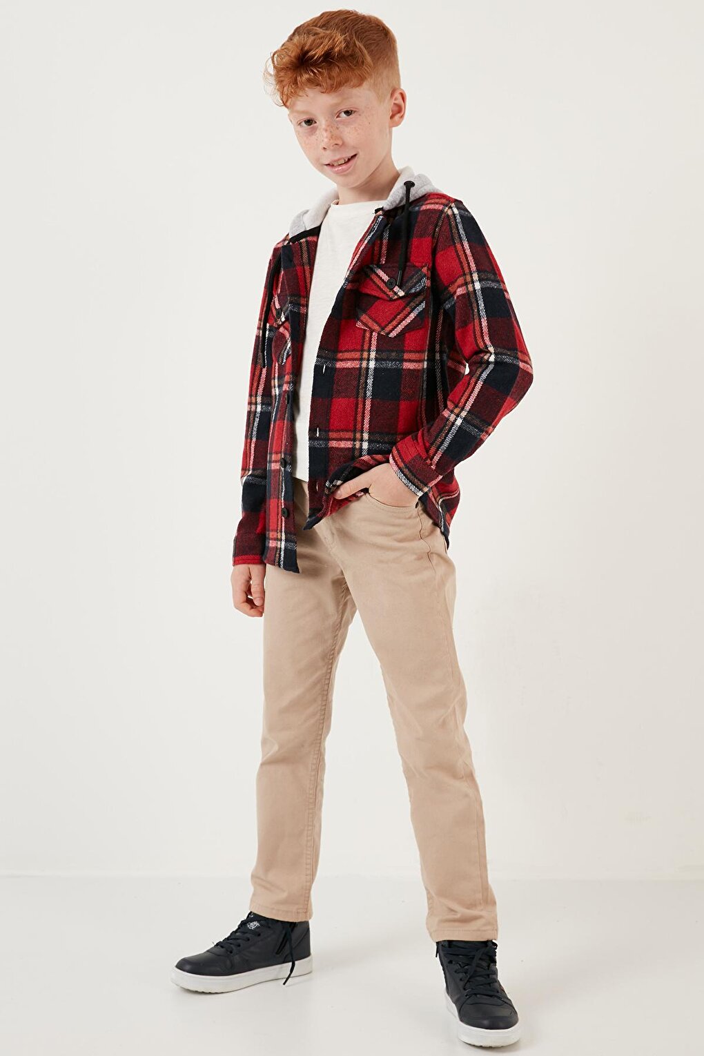 Hooded Double Pocket Plaid Winter Lumberjack Shirt CF24W81780