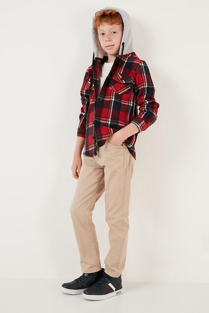 Hooded Double Pocket Plaid Winter Lumberjack Shirt CF24W81780