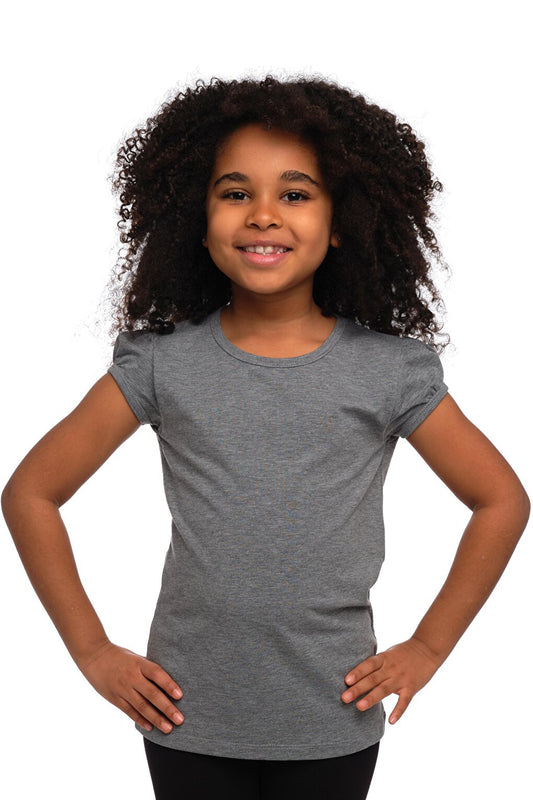 Gray 4 Girls Short Sleeve Basic T-Shirt