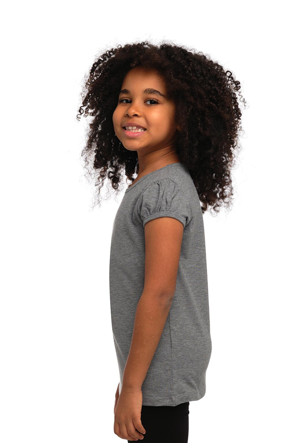 Gray 4 Girls Short Sleeve Basic T-Shirt